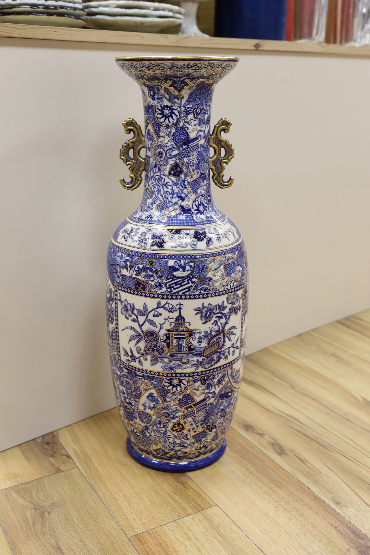 A Large Rorstrand chinoiserie baluster vase, 70cm tall